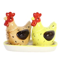 Conjunto Saleiro e Pimenteiro Cerâmica Galinha Criativa Modelo de Mesa