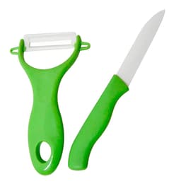 Conjunto de Faca e Descascador Cerâmica Verde