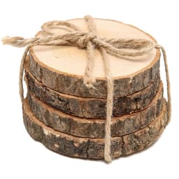 Kit com 4 Bolachas Porta Copos em Madeira 10cm