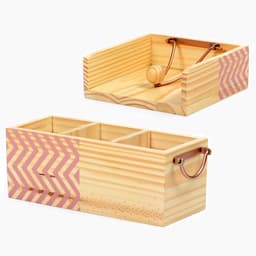 Kit com Porta Talher e Porta Guardanapos em Madeira Pinus