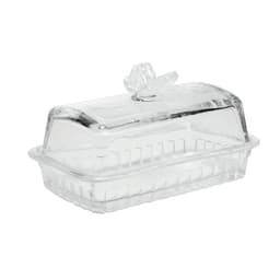 Manteigueira de Vidro com Tampa detalhe Borboleta 17x10 cm