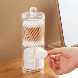 Porta Algodão Disco e Cotonetes - Plástico - Organização para Maquiagem