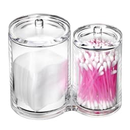 Porta Cotonete e Algodão Duplo em Acrílico Transparente