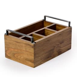 Porta Talher em Madeira com 3 Divisórias e Porta Guardanapo