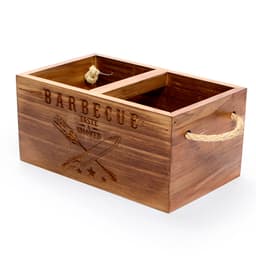 Porta Talheres de Madeira Pinus Envernizada Barbecue
