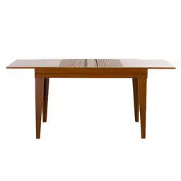 Mesa de Jantar Retangular Extensível com Tampo de Vidro Genova Off White e Mel