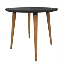 Mesa de Jantar Redonda com Tampo de Vidro Veneza Preta 90 cm