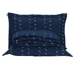 Cobre Leito Casal Padrão Heitor Bordado Hipercal 400 Fios 3 Peças - Azul Marinho