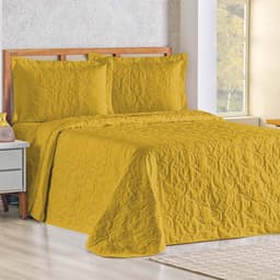 Cobre Leito Queen Bouti Mavie Floral Micropercal 180 Fios 3 Peças - Açafrão