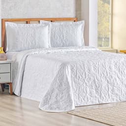 Cobre Leito Queen Bouti Mavie Floral Micropercal 180 Fios 3 Peças - Branco