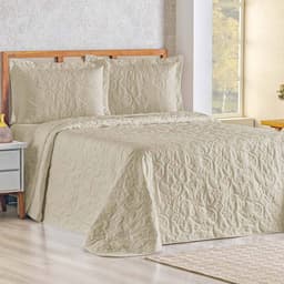 Cobre Leito Queen Bouti Mavie Floral Micropercal 180 Fios 3 Peças - Caqui