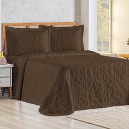 Cobre Leito Queen Bouti Mavie Floral Micropercal 180 Fios 3 Peças - Tabaco