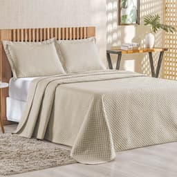 Cobre Leito Queen Bouti Mavie Geométrico Micropercal 180 Fios 3 Peças - Caqui