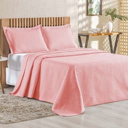 Cobre Leito Queen Bouti Mavie Geométrico Micropercal 180 Fios 3 Peças - Goiaba