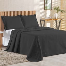 Cobre Leito Queen Bouti Mavie Geométrico Micropercal 180 Fios 3 Peças - Preto