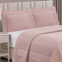 Cobre Leito Queen Majestic Bordado Inglês Micropercal 300 Fios Toque de Algodão 3 Peças - Malva