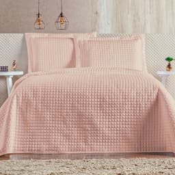 Cobre Leito Queen Plata Percal 200 Fios 3 Peças - Rosa