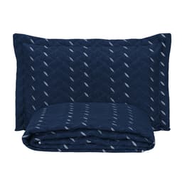 Cobre Leito Solteiro Heitor Bordado Hipercal 400 Fios 2 Peças - Azul Marinho