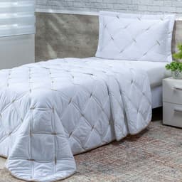 Cobre Leito Solteiro Unique Micropercal 200 Fios Bordado 2 Peças - Branco