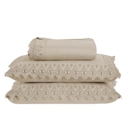 Colcha Queen Home Madrid com Bordado Inglês Micropercal 300 Fios 3 Peças - Avela