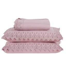 Colcha Queen Home Madrid com Bordado Inglês Micropercal 300 Fios 3 Peças - Rose