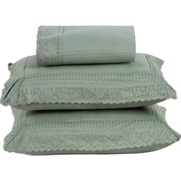 Colcha Queen Home Paris com Bordado Inglês Micropercal 300 Fios Toque de Algodão 3 Peças - Verde