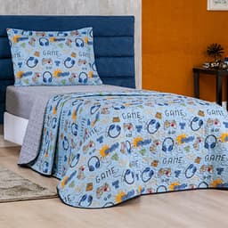 Colcha Solteiro Bouti Kids Dupla Face Estampado 2 Peças - Game