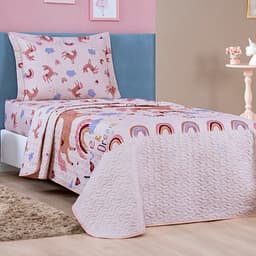 Colcha Solteiro Bouti Kids Dupla Face Estampado 2 Peças - Unicornio