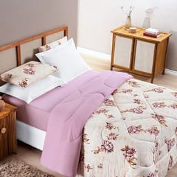 Edredom Queen Dupla Face Quality Malha 100% Algodão 1 Peça - Floral Rose