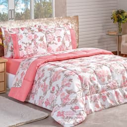 Edredom Queen Naturale Dupla Face Micropercal 200 Fios 3 Peças - Serene