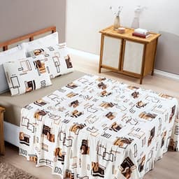 Jogo de Lençol Casal Padrão Quality Malha 100% Algodão Estampado 4 Peças - Avela