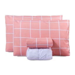 Jogo de Lençol Queen Classic Estampado 160 Fios 4 Peças - Grid Rose