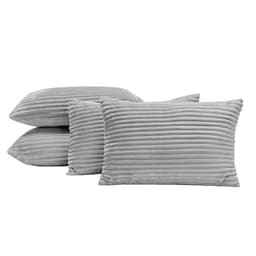Kit 04 Almofadas Cheias Velvet Bariloche Manta Flannel 60cm x 30cm - Cinza