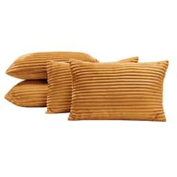 Kit 04 Almofadas Cheias Velvet Bariloche Manta Flannel 60cm x 30cm - Mostarda