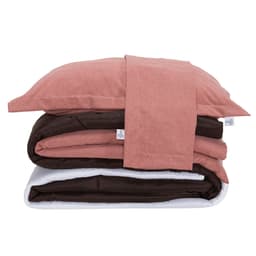 Kit Edredom King Colorful Dupla Face Linho e Hipercal 400 Fios 7 Peças - Rosê