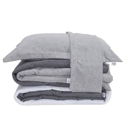 Kit Edredom Queen Colorful Dupla Face Linho e Hipercal 400 Fios 7 Peças - Cinza