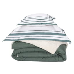 Kit Edredom Solteiro Coberdrom Soft Hipercal/Sherpa 3 Peças - Verde