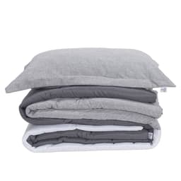 Kit Edredom Solteiro Colorful Dupla Face Linho e Hipercal 400 Fios 5 Peças - Cinza