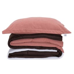 Kit Edredom Solteiro Colorful Dupla Face Linho e Hipercal 400 Fios 5 Peças - Rosê