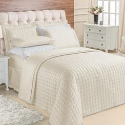 Kit Top Line Cobre Leito Queen 180 Fios + Jogo de Lençol - 7 Peças Marfim