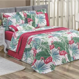 Cobre Leito Padrão Casa Show 3 Peças Flamingo - 100% Brasileiro