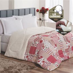 Edredom Confort Queen Dupla Face Sherpa Toque Lã Carneiro - Vermelho