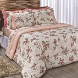 Edredom Requinte Queen Dupla Face Acolchoado - Salmão