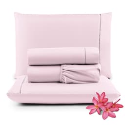 Jogo de Lençol Micropercal 400 Fios Queen 4 Peças Barato - Rosa