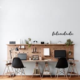 Palavra de Parede em Relevo Felicidade 45x8 Preto