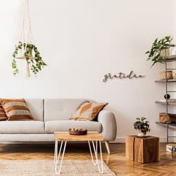 Palavra de Parede em Relevo Gratidão 60x16 Marrom