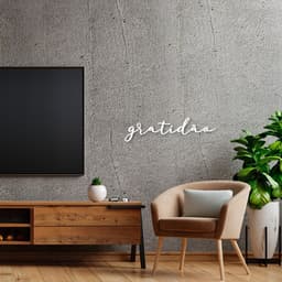 Palavra de Parede em Relevo Gratidão 80x21 Branco