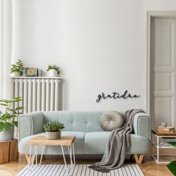 Palavra de Parede em Relevo Gratidão 80x21 Preto