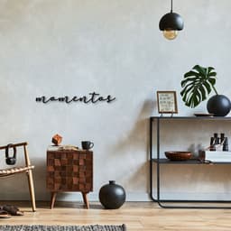 Palavra de Parede em Relevo Momentos 100x12 Preto