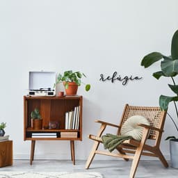 Palavra de Parede em Relevo Refúgio 30x9 Preto